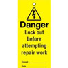 Tags 200x100mm Danger Lock out before attempt (10)