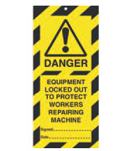 Tag 75X160mm Danger Equipment locked out to (10)