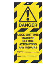 Tag 50x110 mm Danger Lockout out this machine (10)