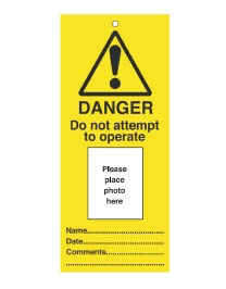 Photo ID Tags 160x75mm Danger Do not attempt (10)