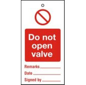Lockout tags 200x100mm Do not open valve (10)