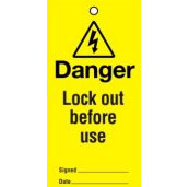 Lockout tags 110x50mm Danger Lock out before (10)