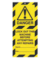 Tag 50x110 mm Danger Lockout out this machine (10)