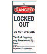 Tag 75X160mm Danger Locked Out Do not Op (10)