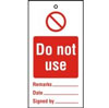 Lockout tags 200x100mm Do not use (10)