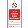 Tags 110x50mm Do not switch on Under mainten (10) 