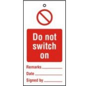 Lockout Tag 200x100mm Do not switch on (10)