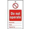 Lockout tags 110x50mm Do not operate (10)