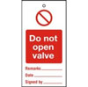 Lockout tags 200x100mm Do not open valve (10)