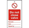 Lockout tags 110x50mm Do not close valve (10)