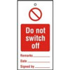 Lockout tags 110x50mm Do not switch off (10)